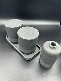 Set accessori bagno 6 pezzi effetto marmo nero