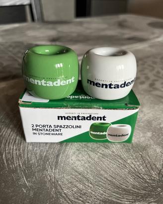 Set 2 Porta Spazzolini Mentadent Ceramica nuovi
