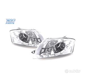 FARI AUDI TT 98-05 LUCE DIURNA A LED FONDO CROMATO