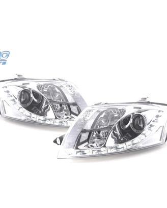 FARI AUDI TT 98-05 LUCE DIURNA A LED FONDO CROMATO