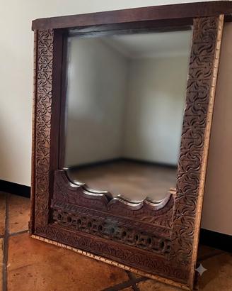 Specchio Etnico Orientale in Legno Massello