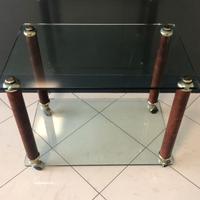 Carrello 80x50cm cristallo e radica 2 piani