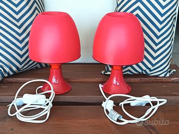 Coppia di Lampade a Fungo Vintage  Rosse 