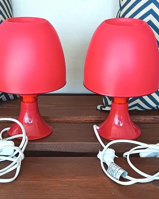 Coppia di Lampade a Fungo Vintage  Rosse 