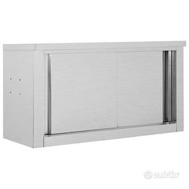 2x PENSILE CON ANTE SCORREVOLI ACCIAIO INOX