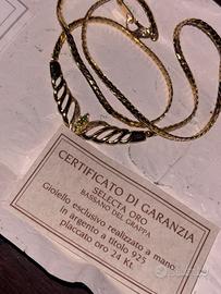 Collier Vintage placcato in Oro 24kt con Smeraldi