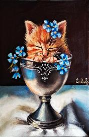Quadro gattino in un calice 