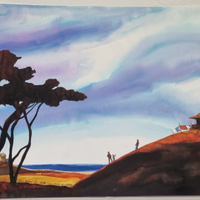 La casa a mare. Acrilico e collage di G. Garian