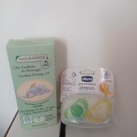 Set Neonato/a Olio Emolliente+2 Ciucci Chicco