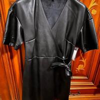 Vestito nero ecopelle