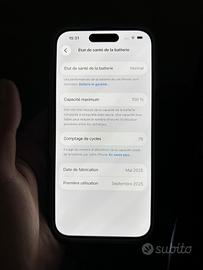 iPhone 15 pro 256gb 100% batteria