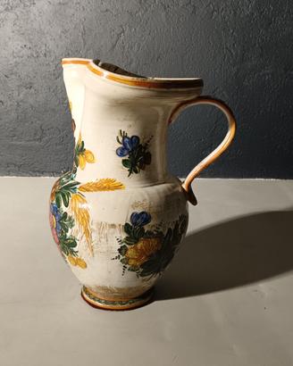 Grande Brocca Vintage in Maiolica Dipinta a Mano