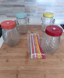 set di bicchieri con cannucce 