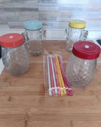 set di bicchieri con cannucce 