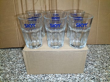 Set Completo 6 Bicchieri di Vetro Skyy Vodka Nuovi