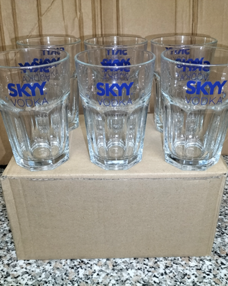 Set Completo 6 Bicchieri di Vetro Skyy Vodka Nuovi