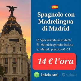 Spagnolo online (A1-C2) madrelingua Madrid