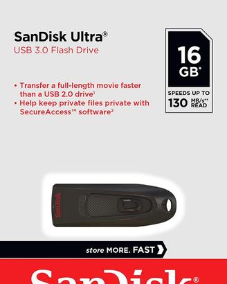 SanDisk Ultra Flash Drive 16 Gb Usb 3.0 Nuova