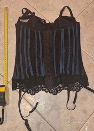 Corsetto Lormar nero e blu con reggicalze