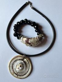 Set Etnico Collana Spirale Conchiglia e Bracciale