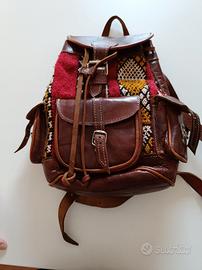 Zaino artigianale in vera pelle stile Boho
