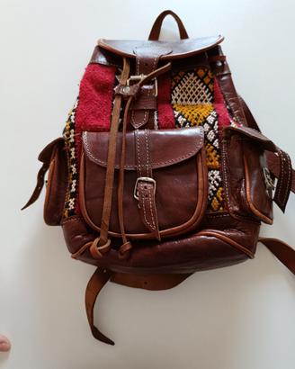 Zaino artigianale in vera pelle stile Boho