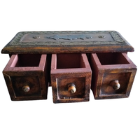 Porta gioielli d'epoca in legno massello noce