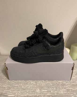 Air force 1 nere con lacci corda castomizzate