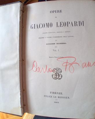 Giacomo Leopardi. Opere 1865