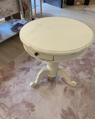 Tavolino in legno tondo bianco