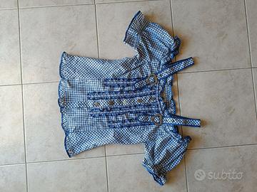 Camicetta dirndl Landhaus blu ricami e fibbie
