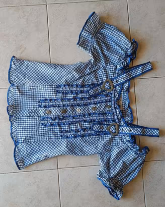 Camicetta dirndl Landhaus blu ricami e fibbie