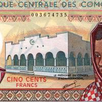 Carta moneta  500 francs Banque Cent Des Comores