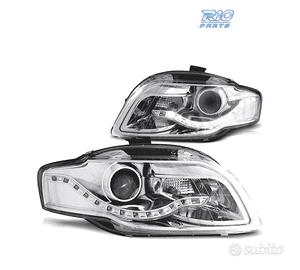 FARI AUDI A4 B7 04-07 LUCE DIURNA FONDO CROMATO