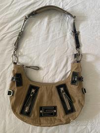 Borsa a spalla Guess vintage beige / nera Y2K