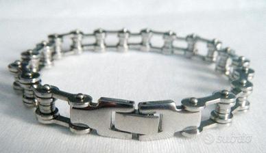 Bracciale in acciaio inox catena di moto cm 21