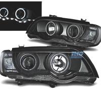 FARI XENON BMW X5 E53 99-03 ANGEL EYES FONDO NERO 