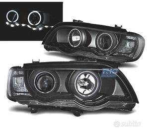 FARI XENON BMW X5 E53 99-03 ANGEL EYES FONDO NERO 