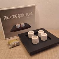 Centrotavola con 4 portacandele e sassi