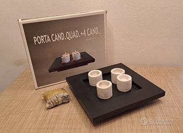Centrotavola con 4 portacandele e sassi