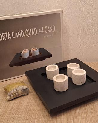 Centrotavola con 4 portacandele e sassi