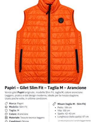 Gilet smanicato Napapijri Slim Fit arancione – M