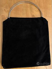 Borsa scamosciata nera vera pelle 