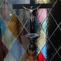 Antico crocifisso in legno da tavolo 