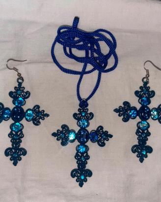 Parure gothic croci blu cobalto