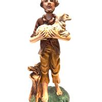 presepe 30 cm pastore pecora in braccio cartapesta