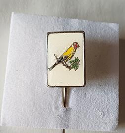 Spilla vintage da giacca - Cardellino smaltato