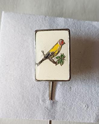 Spilla vintage da giacca - Cardellino smaltato