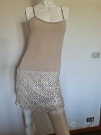 vestito paillettes cerimonia tg M 42 mini