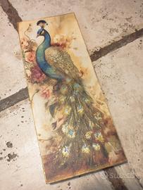 quadretto legno massello Pavone